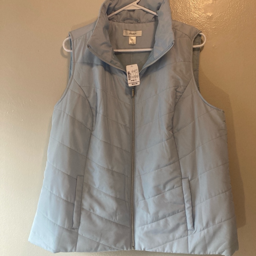 CJ Banks Blue Quilted Vest for Casual Layering